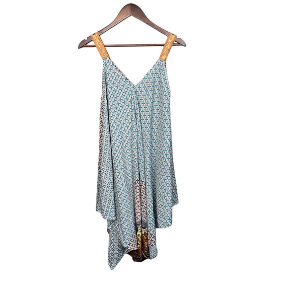 Mimi Dresses & Skirts - Mimi Handkerchief Hem Dress Womens Large Blue‎ Geometric Boho Sleeveless V-Neck